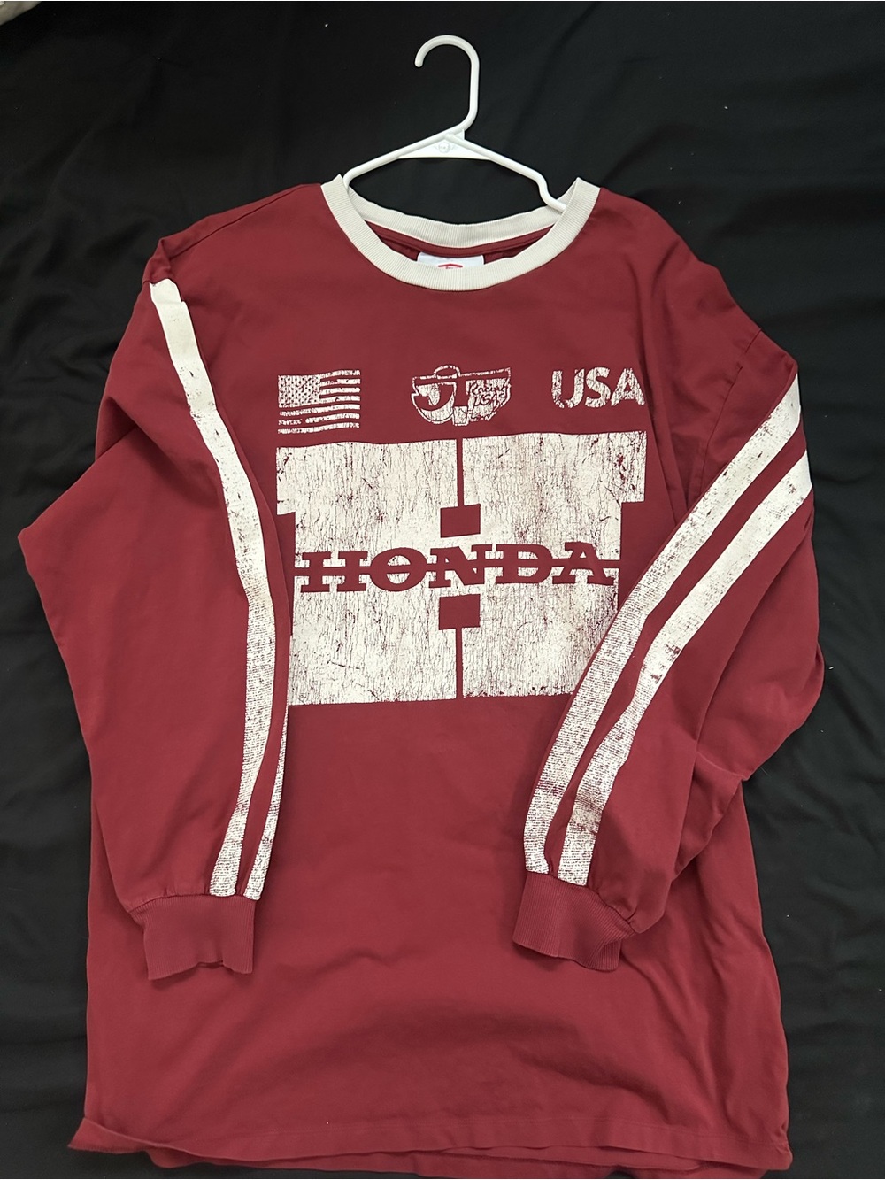 Honda Men's Long Sleeve Graphic Tee - Maroon/White